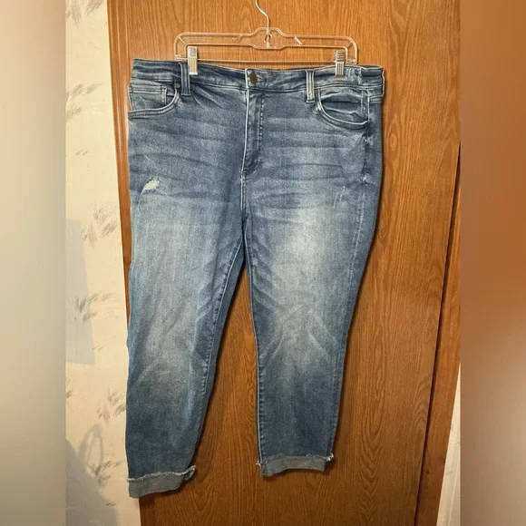 Kut From The Kloth Light Wash Distressed Cuffed Jeans 18W - Picture 2 of 5